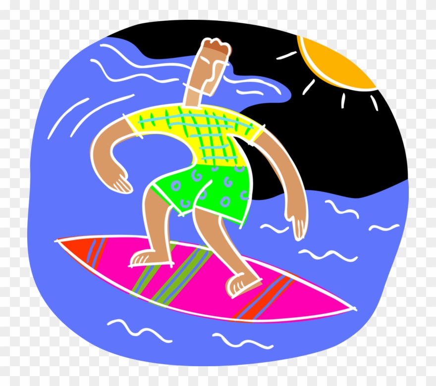 Clipart Transparent Surfer Surfs Waves On Surfboard - Surfing - Png Download