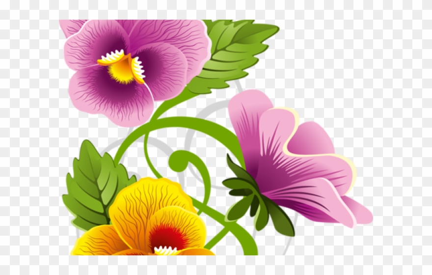 Pansy Clipart Floral Frame - Flower Corner Border Design - Png Download