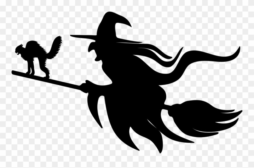 Witch And Cat Silhouette Clipart
