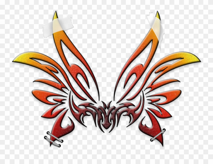 Alien Wings Tribal Tattoo Stencil Clipart