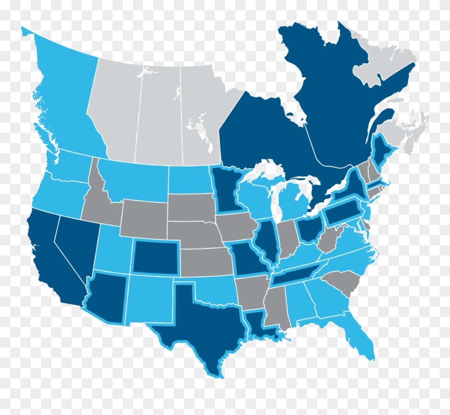 Canada Map United Contiguous States State Blank Clipart - Optimal Currency Area Map - Png Download