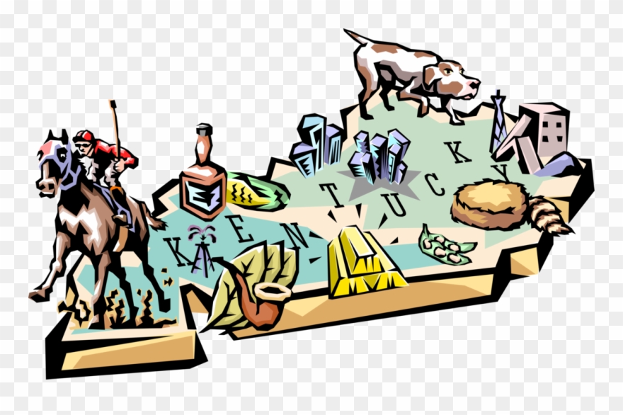 Vector Illustration Of State Of Kentucky Vignette Map - Art Kentucky Vector Clipart