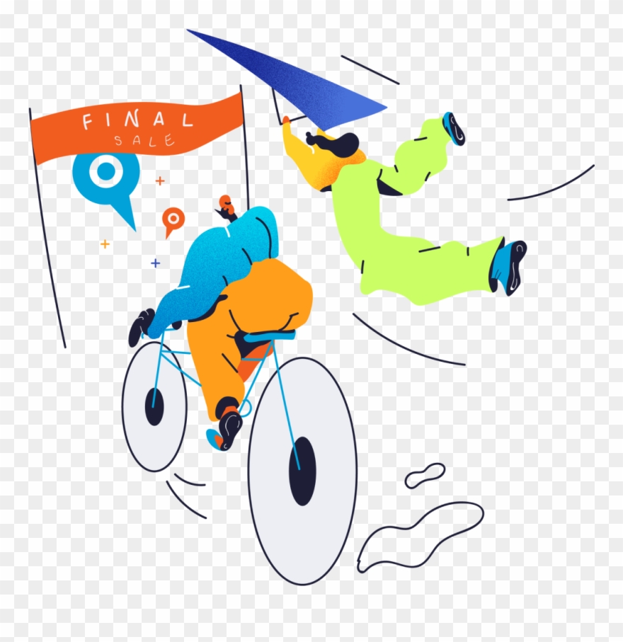 A Man On A Bicycle And A Girl On A Hang-glider Rush Clipart