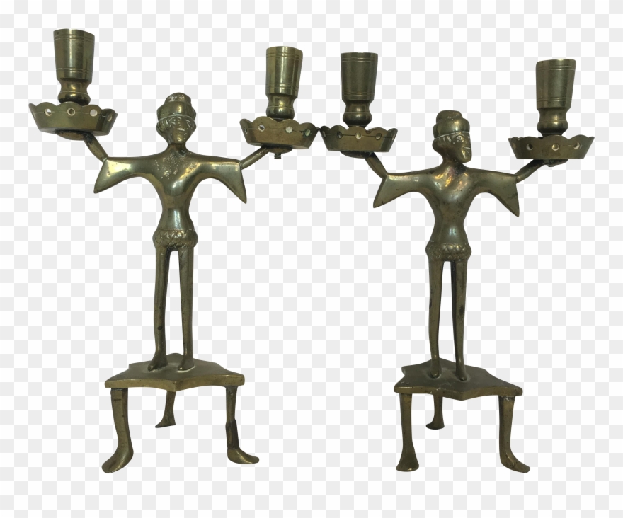 Late S Figural Candlesticks - Bronze Sculpture Clipart