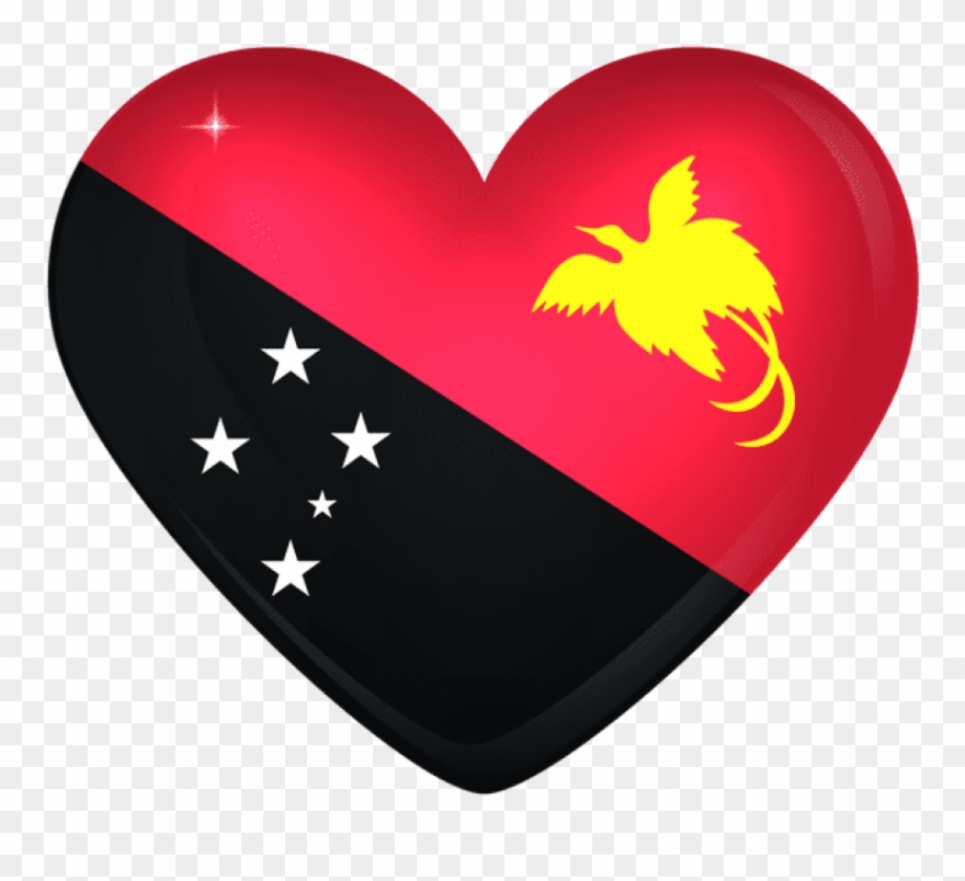 Free Png Download Papua New Guinea Large Heart Flag - Papua New Guinea Color Clipart