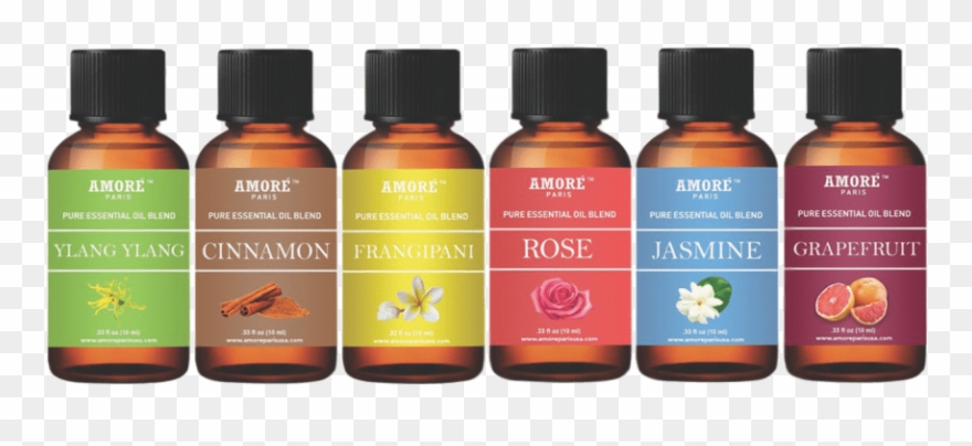 Amore 6-piece Aromatherapy Therapeutic Grade Essential - Glass Bottle Clipart