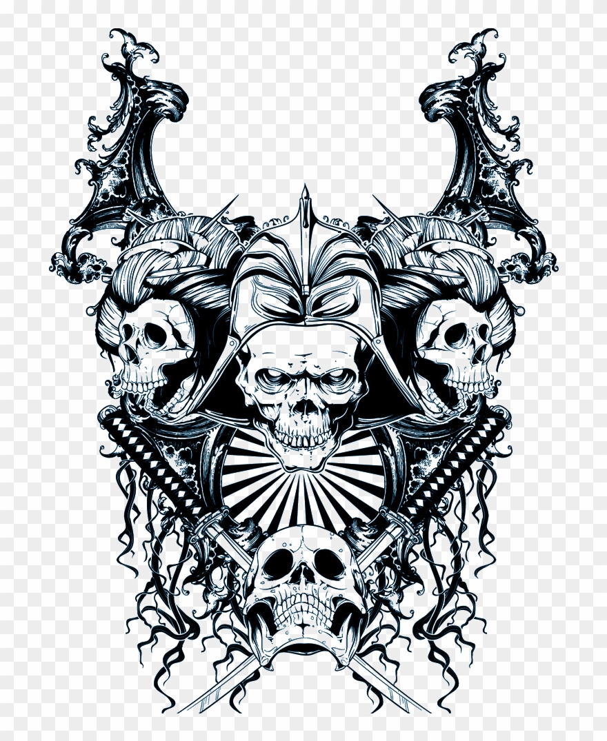 Samurai Mask Skull Clipart