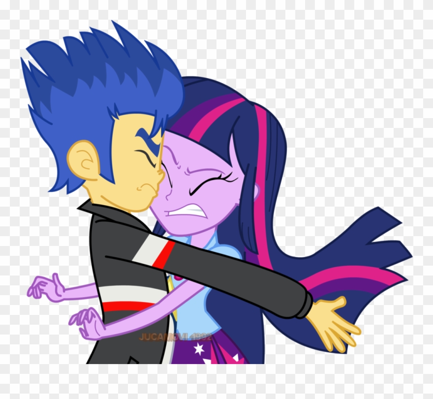 The Flash Clipart Anime Style - Twilight And Flash Kiss - Png Download