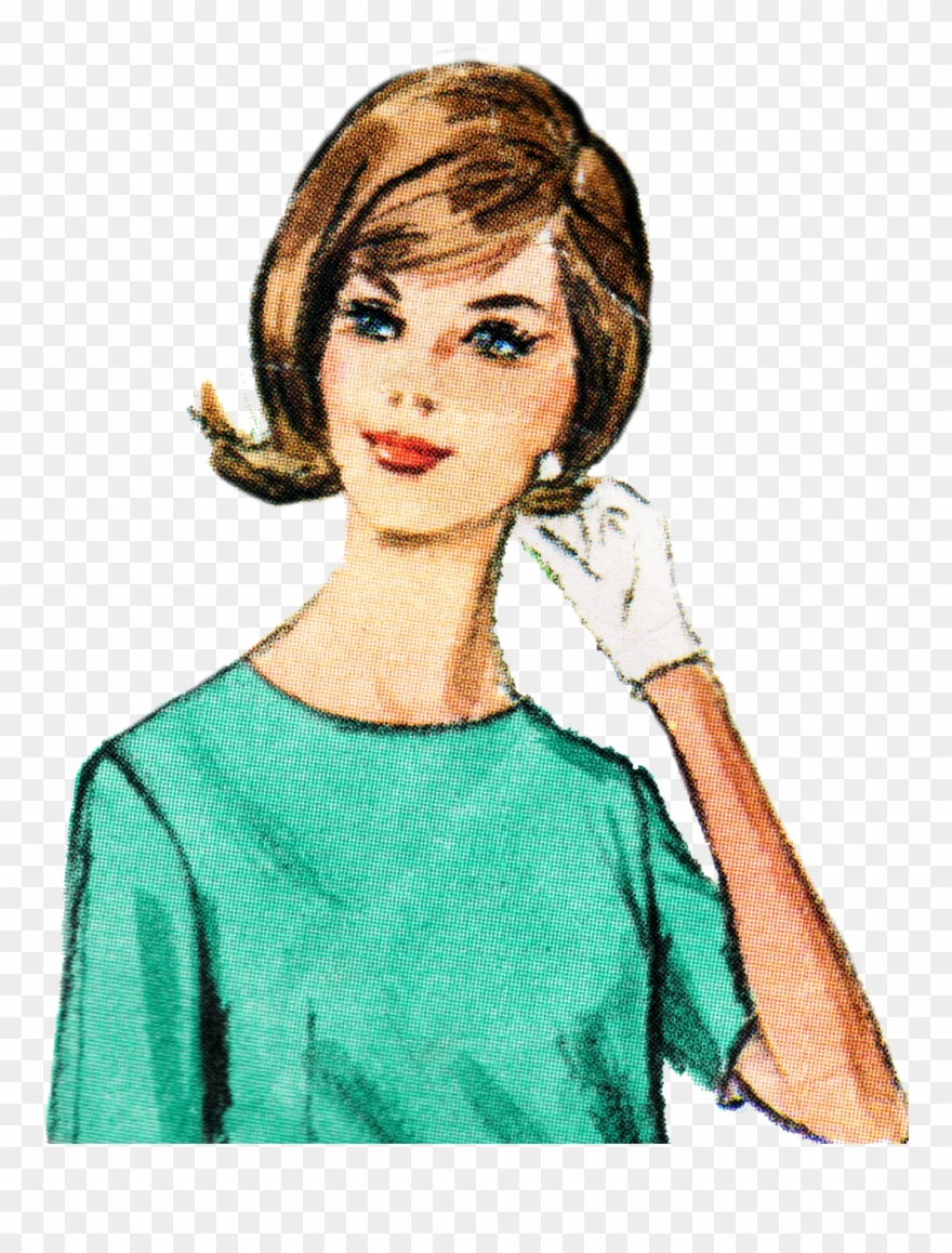 Retro Lady Clip Art Free - Cartoon Retro Lady Png Transparent Png