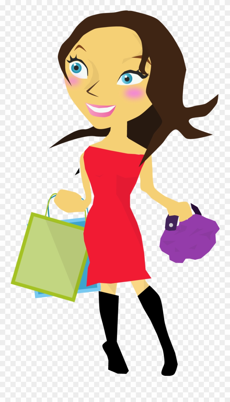 Business Woman - Cute Girl Shopping Png Clipart
