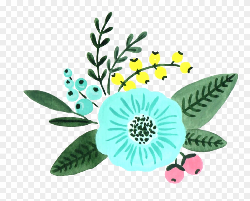 Mint Green And Turquoise Floral Custom Design - Artificial Flower Clipart