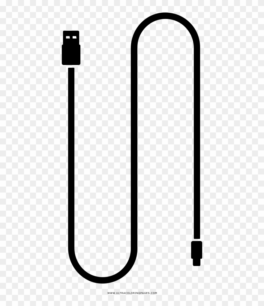 Usb Cable Coloring Page - Usb Cable Icon Vector Clipart