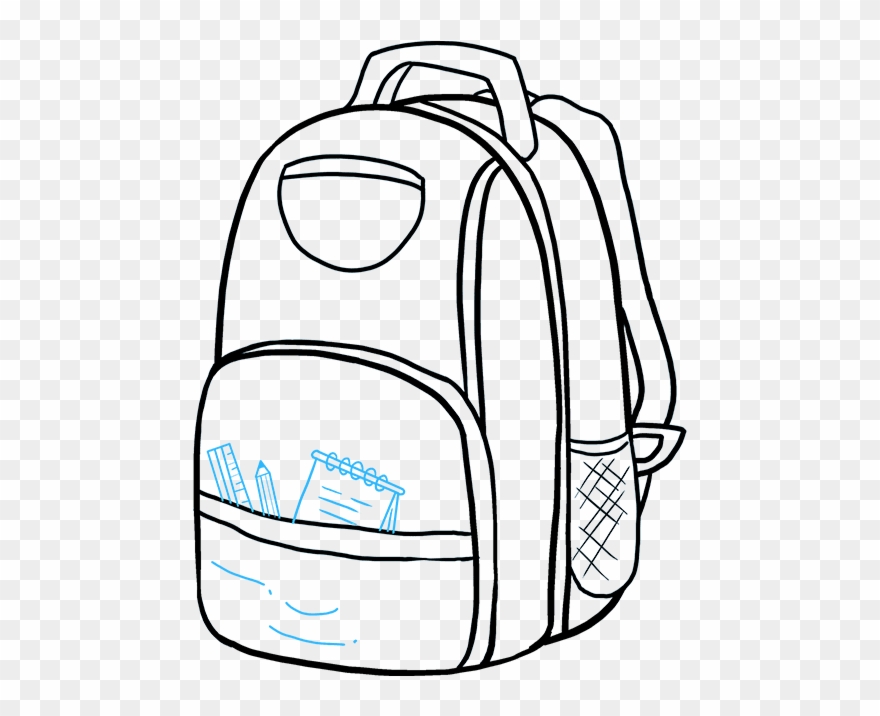 How To Draw Backpack - Side Of A Backpack Drawing Clipart