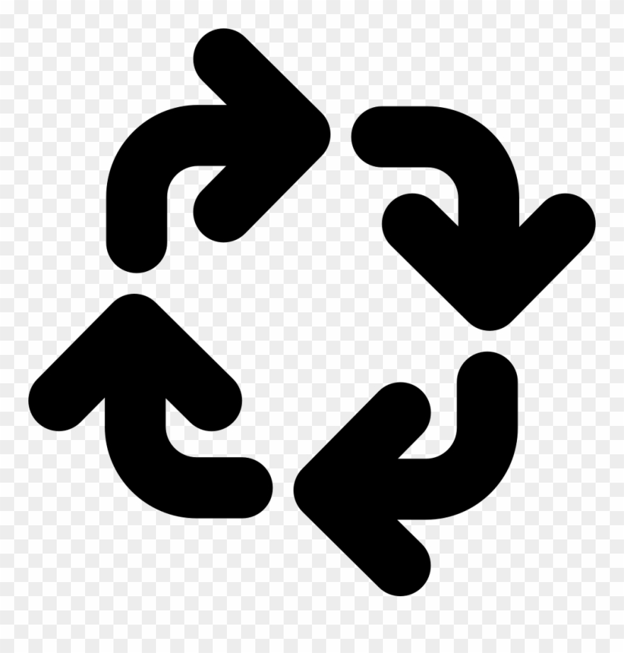 Four Rounded Arrows Square Rotation In Clockwise Direction - Clockwise Clipart
