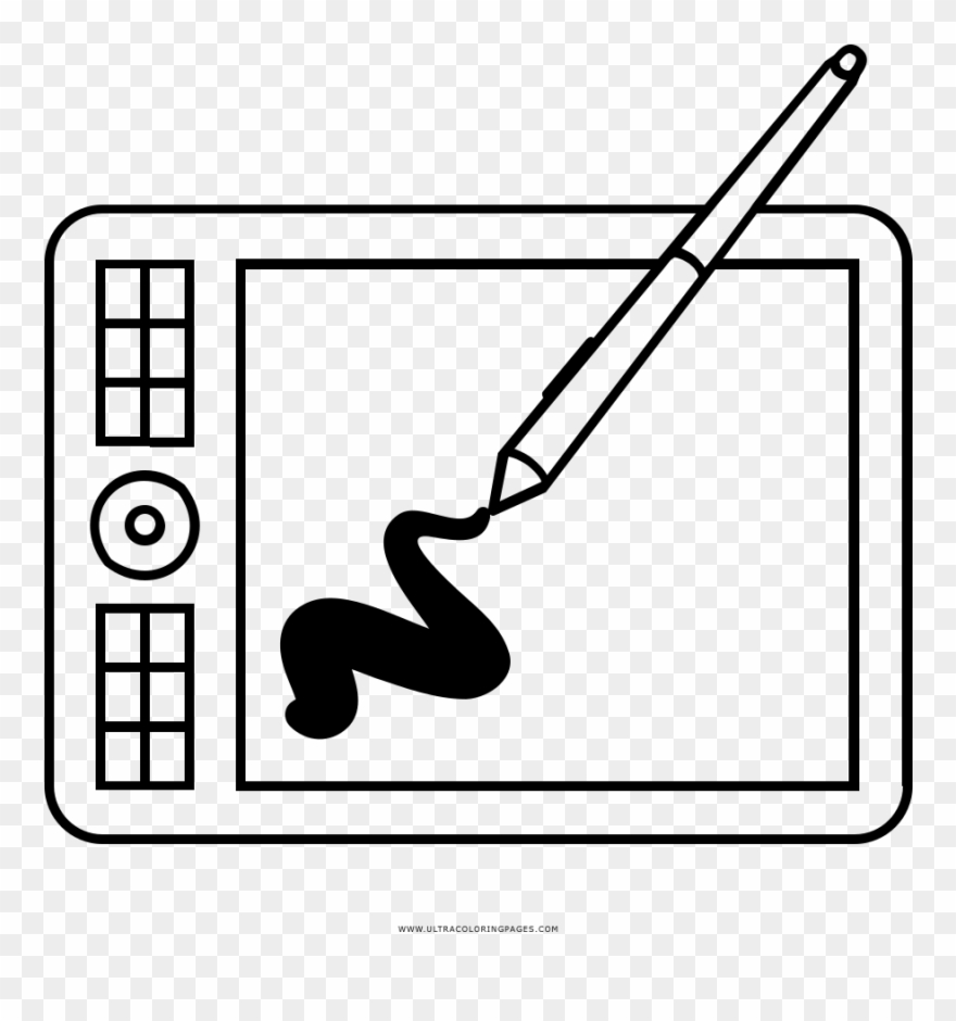 Drawing Tablet Coloring Page - Line Art Clipart
