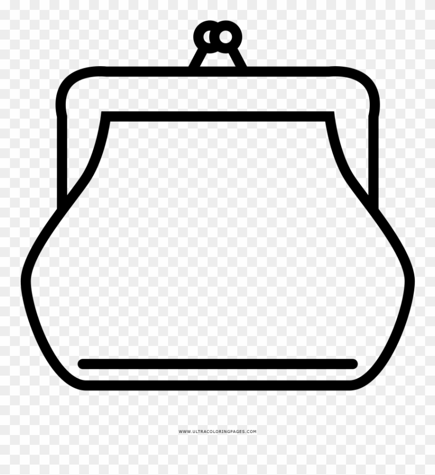 Coin Purse Coloring Page - Monedero Dibujo Png Clipart