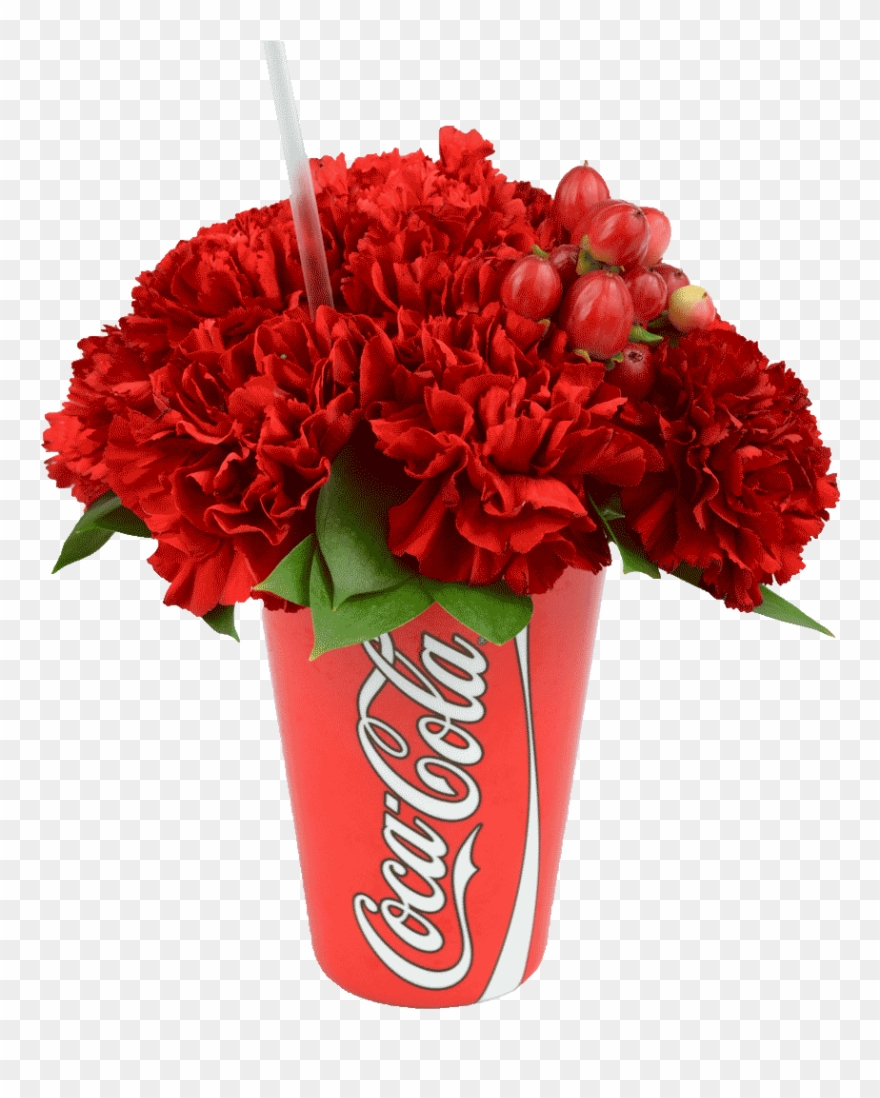 Red E Cup With Flowers - Coca Cola Clipart