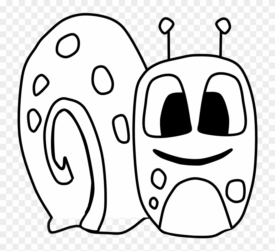 Snail, Big Eyes, Black And White, Cartoon Animal, Png - Line Art Clipart