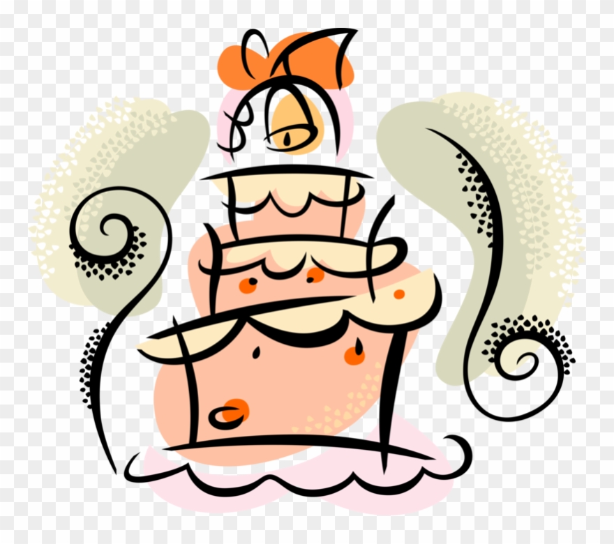 Vector Illustration Of Wedding Cake Traditional Cake - Cartoon Cakes Clipart
