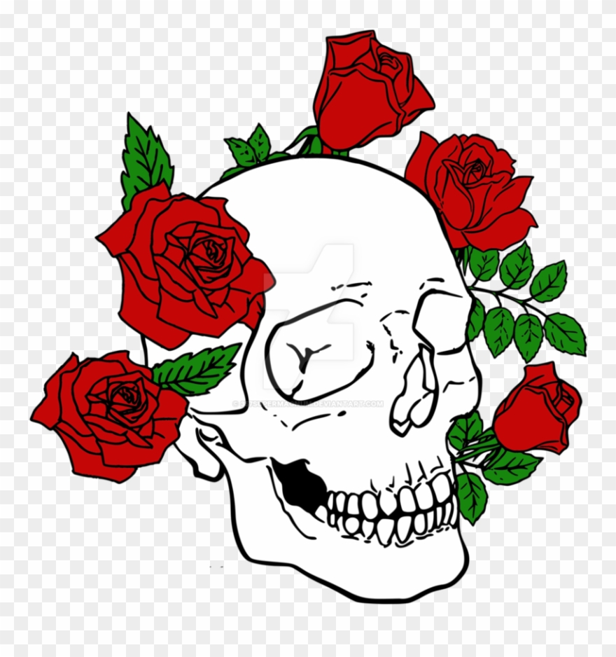 Skull Clipart Rose - Skull With Roses Logo - Png Download