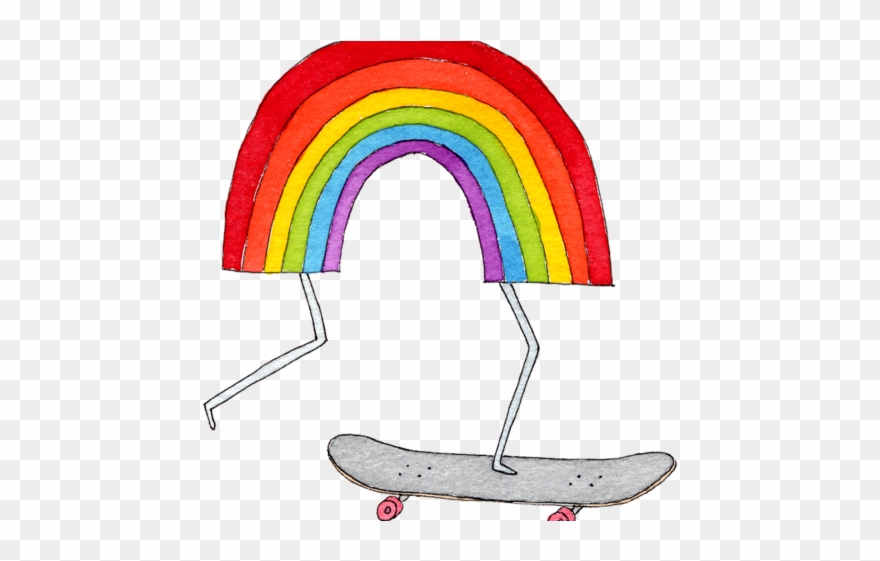 Skateboarding Clipart Tumblr Transparent - Rainbow Skateboard - Png Download