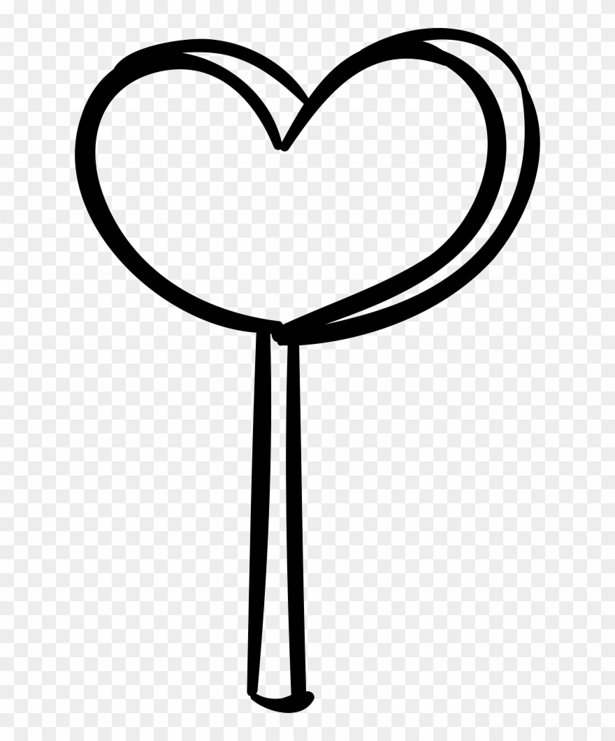 Heart Shaped Lollipop Comments - Heart Lollipop Black And White Clipart