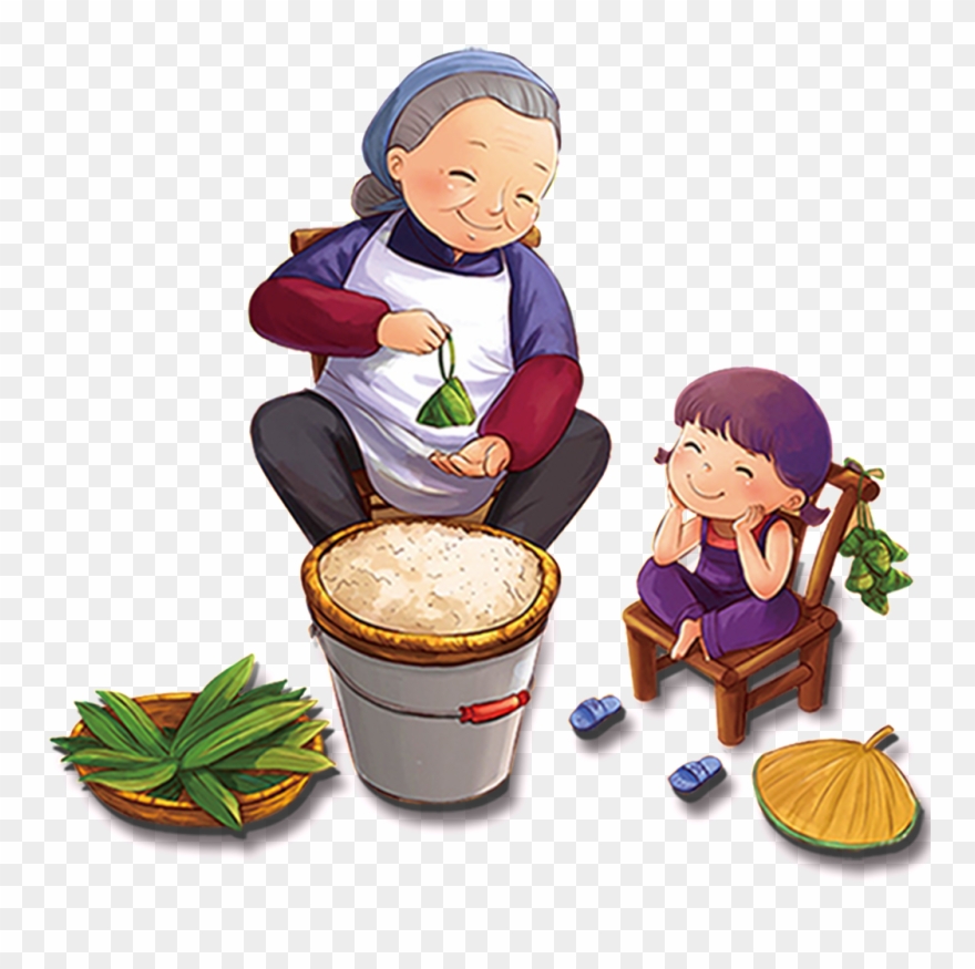 Grandma Bag Dumplings Dragon Boat Festival Png - Gói Bánh Chưng Hoạt Hình Clipart