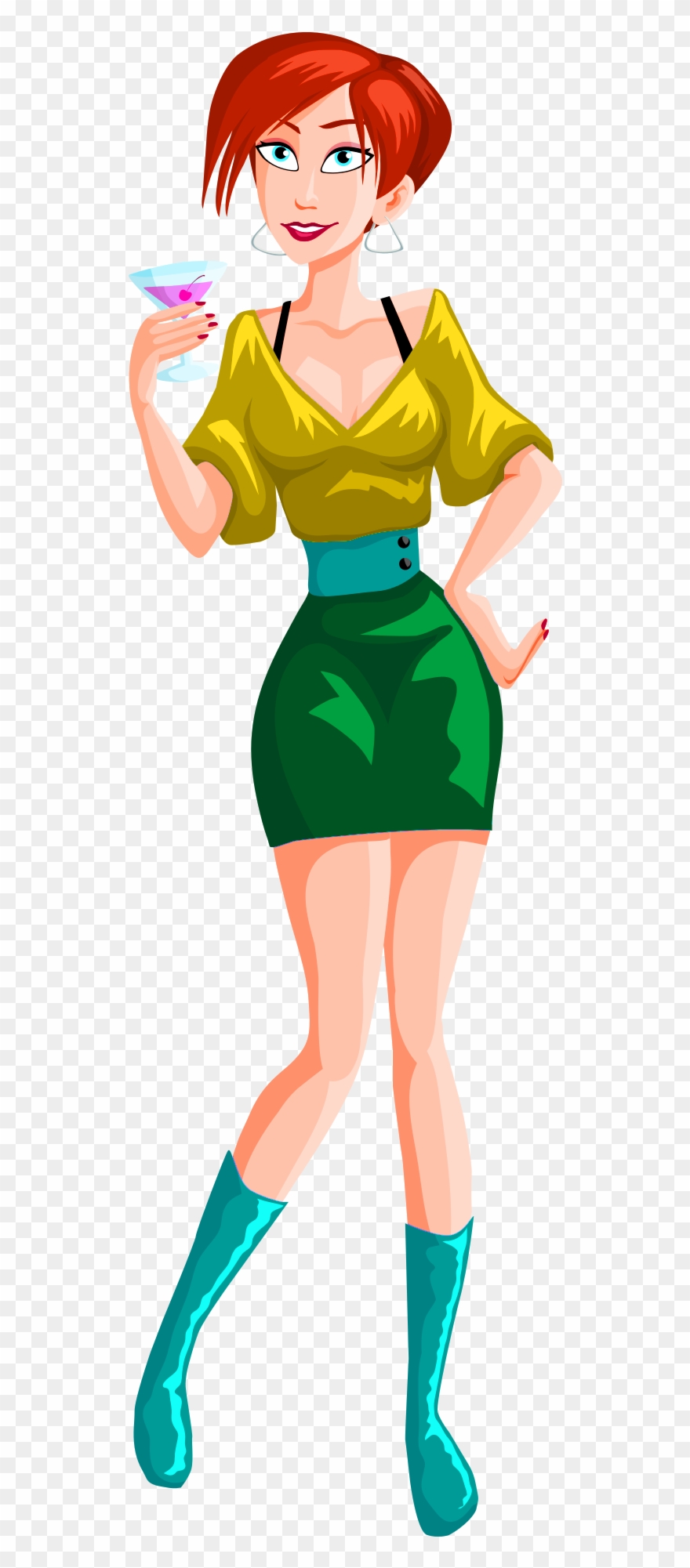 Girl Drinking Vector Png Transparent Image - Lady Transparent Cartoon Png Clipart