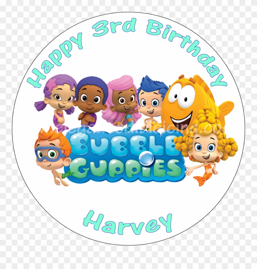 Bubble Guppies Edible Cake Topper Round Personalised - Bubble Guppies Clipart - Png Download