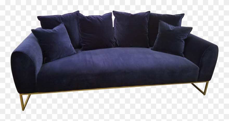 Blue Velvet Sofa Transparent Background - Studio Couch Clipart