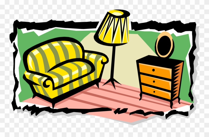 Vector Illustration Of Living Room Chesterfield Couch - Living Room Clip Art - Png Download