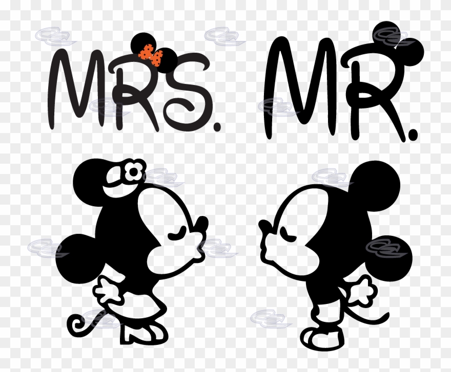 Mickey And Minnie Mouse Silhouette - Minnie Et Mickey Mouse Kiss Clipart