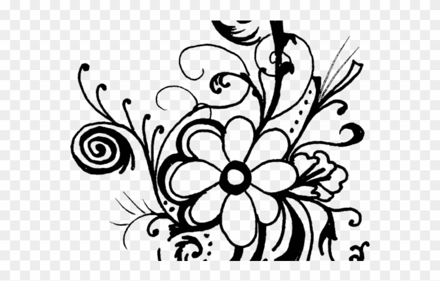 White Flower Clipart Flowe - Flower Bouquet Clipart Black And White - Png Download