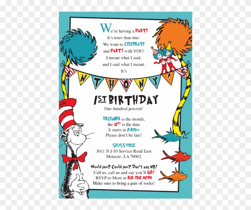 Birthday Invitations Templates Dr Seuss Birthday Invitations - Dr Seuss Birthday Invitations Clipart