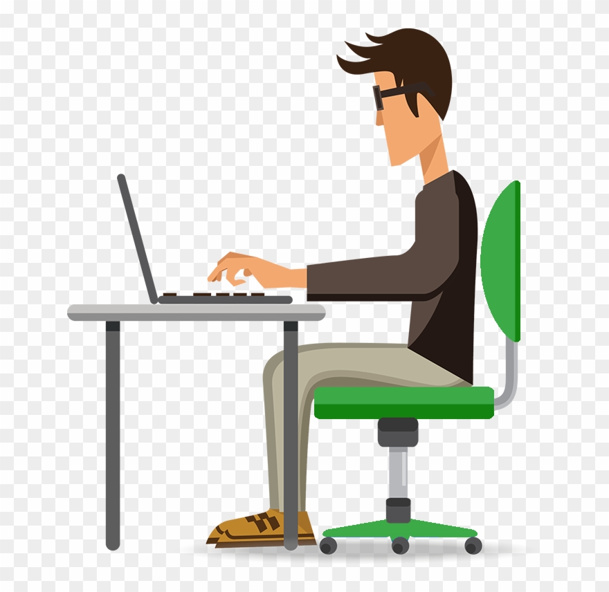 Computer Mouse Keyboard Clip Art Office Ⓒ - Man With Computer Vector - Png Download