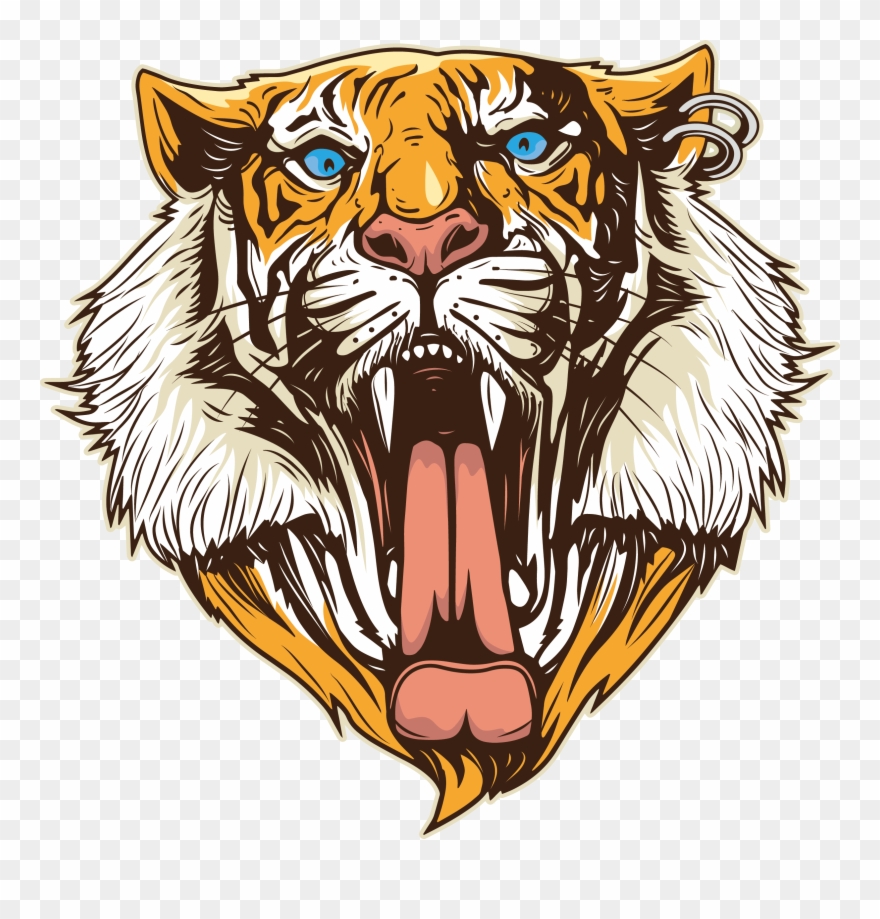 Clipart Tiger Open Mouth - Cabeça De Tigre Png Transparent Png
