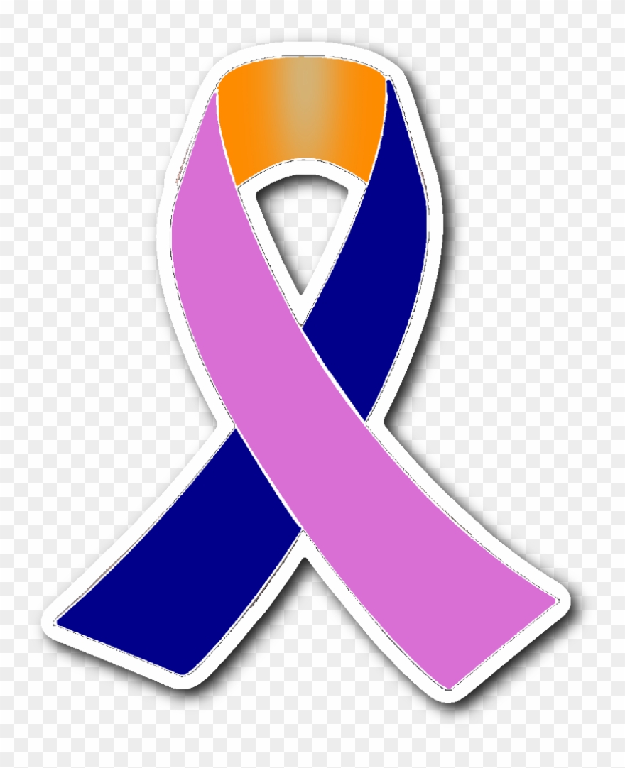 Dark Blue, Orange And Orchid Awareness Ribbon Sticker Clipart