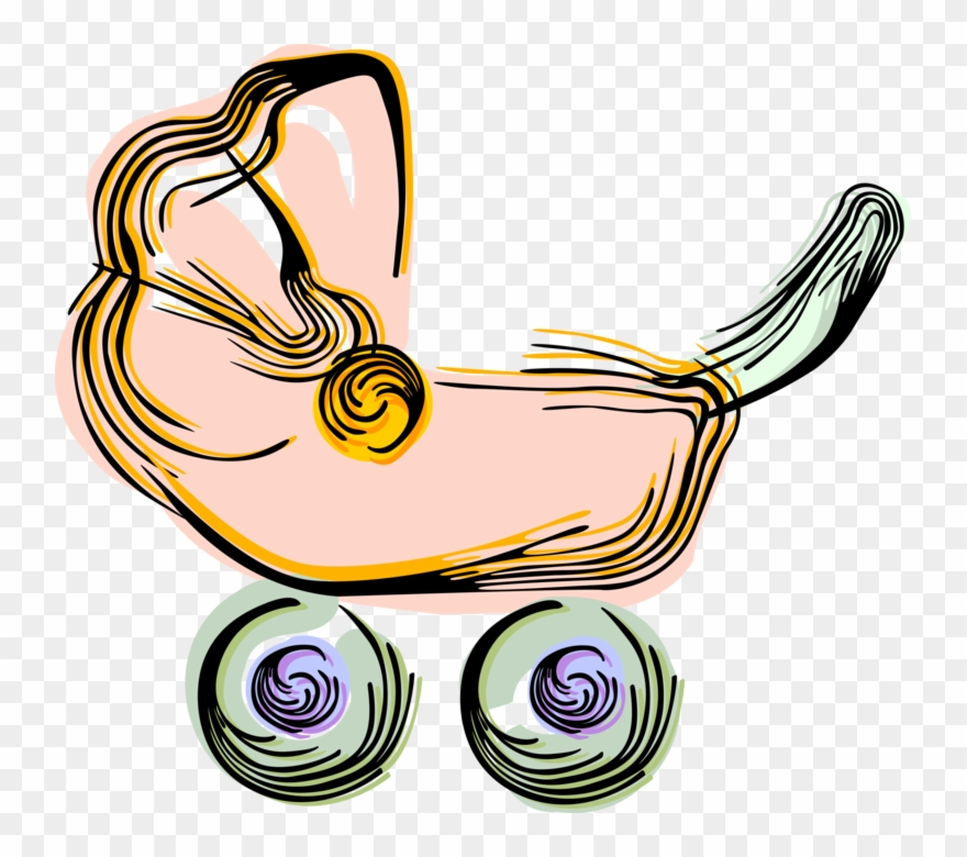 Vector Illustration Of Baby Carriage Pram Stroller Clipart