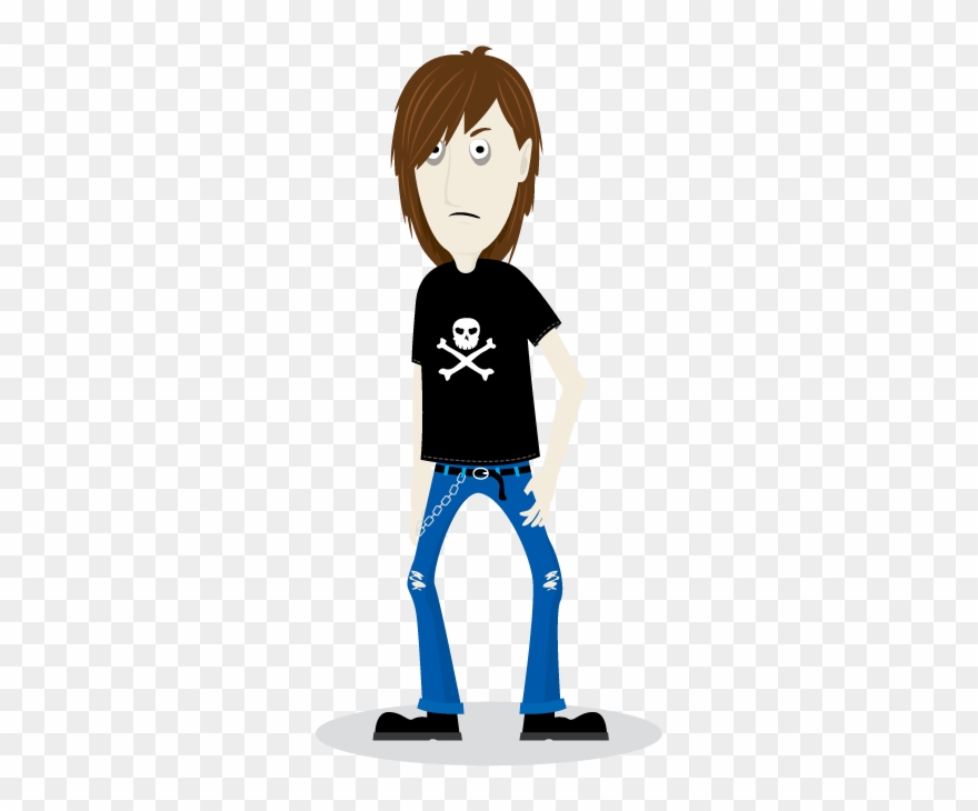 Teenage Boy With Long Hair And Ripped Jeans - Teenage Boy Cartoon Png Clipart