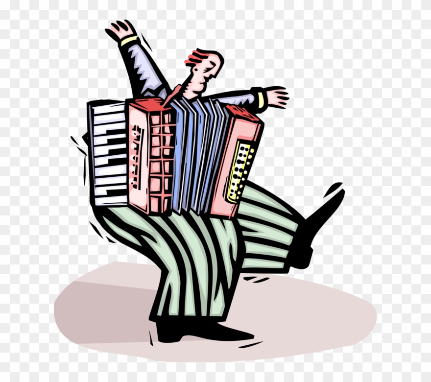 Musician Plays Accordion Image Illustration Of Bellowsdriven - Cartoon Accordion Clipart