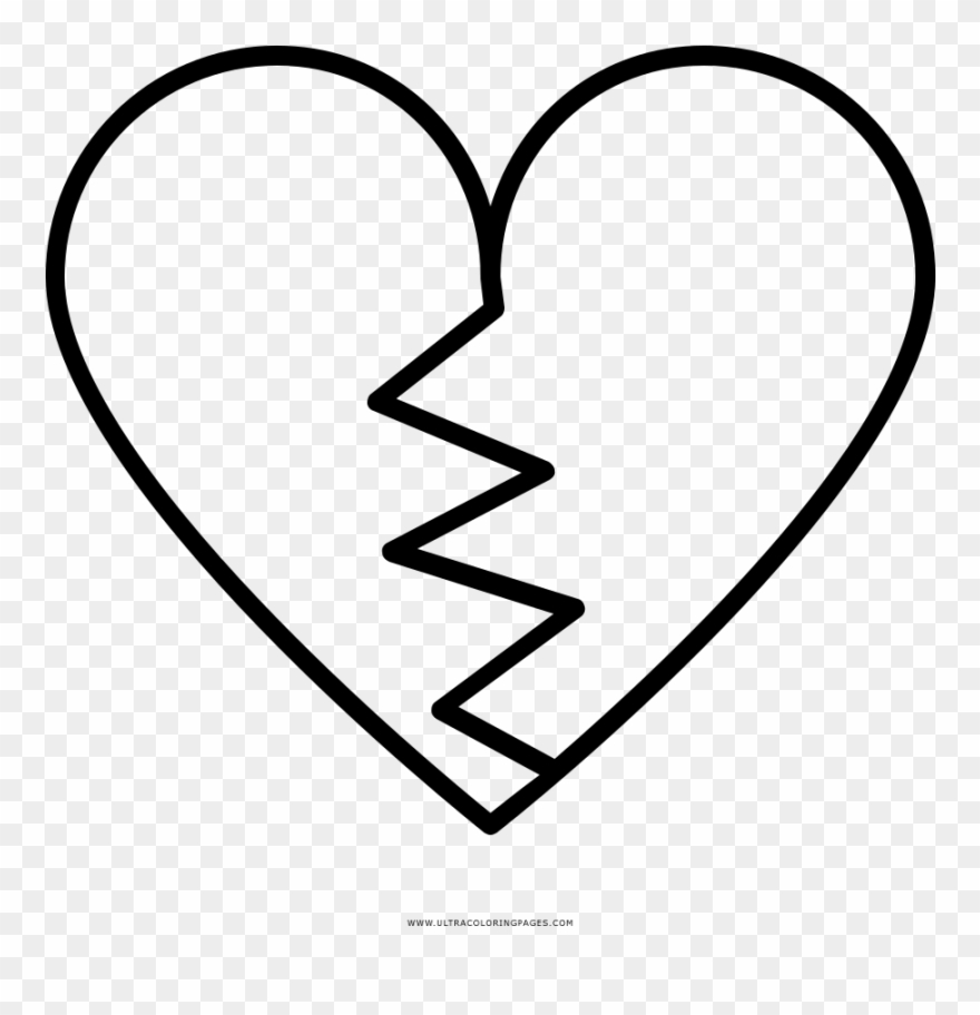Broken Heart Coloring Page - Coração Partido Para Desenhar Clipart