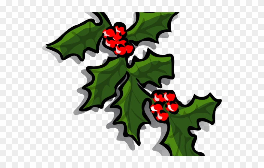 Chestnut Clipart Christmas - Clip Art Holly Branch - Png Download