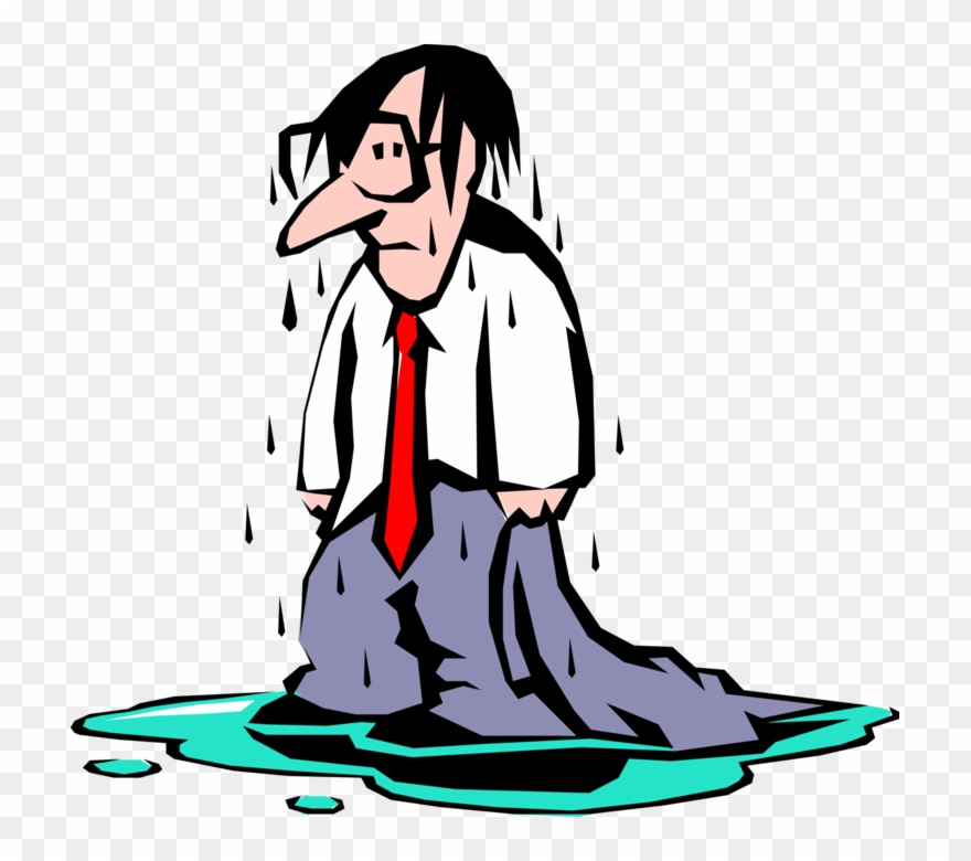 Vector Illustration Of Rain Soaked Businessman Proves - Wet Png Clipart