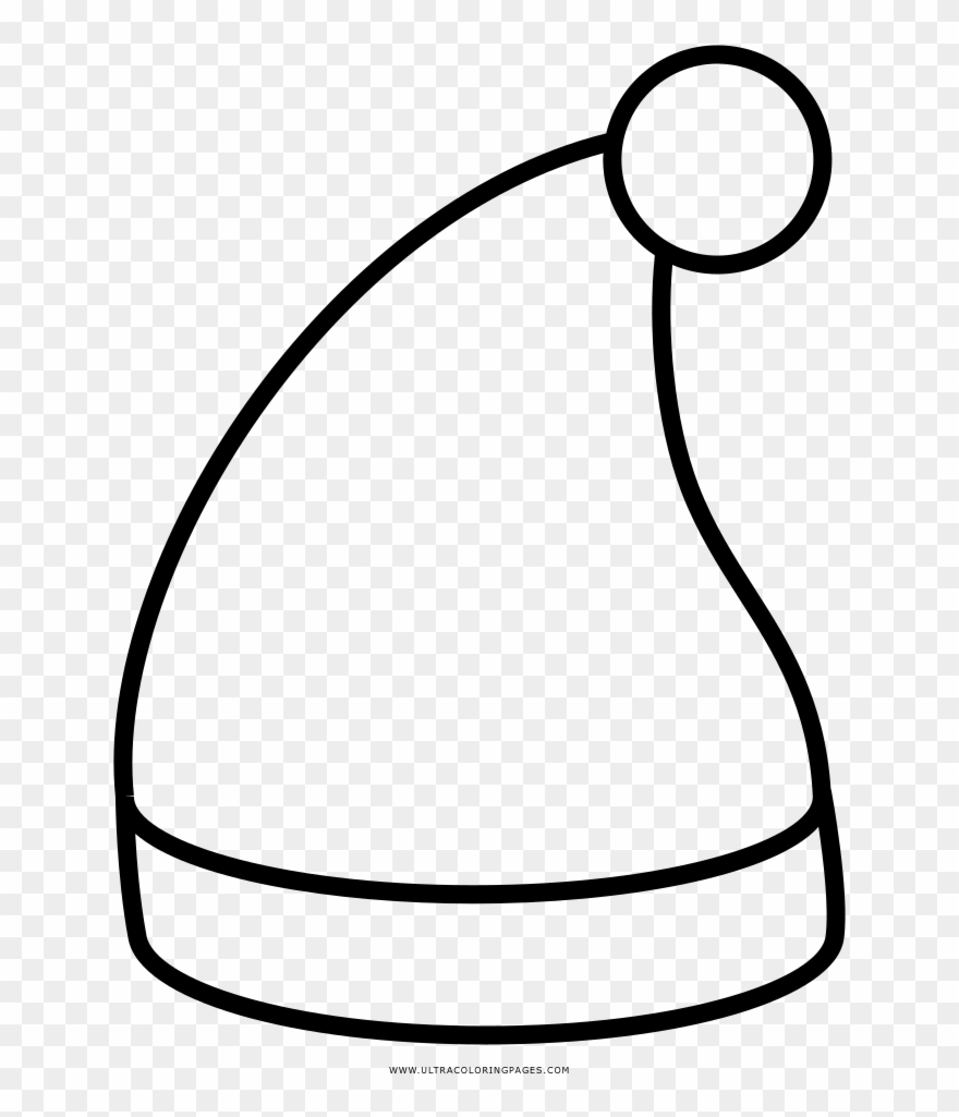Santa Hat Coloring Page - Line Art Clipart