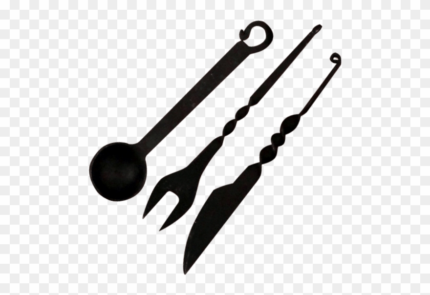 Cast Medieval Cutlery Set - Metalworking Hand Tool Clipart
