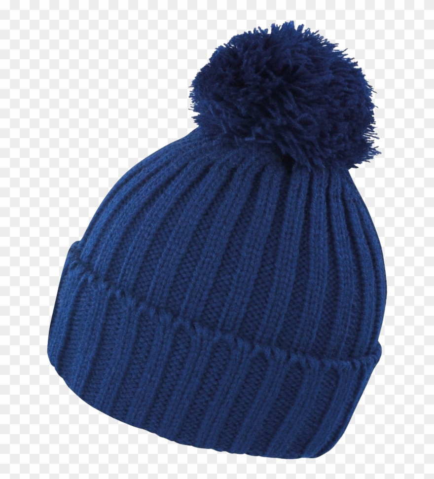 Cable Knit Woolly Bobble - Blue Winter Hat Png Clipart