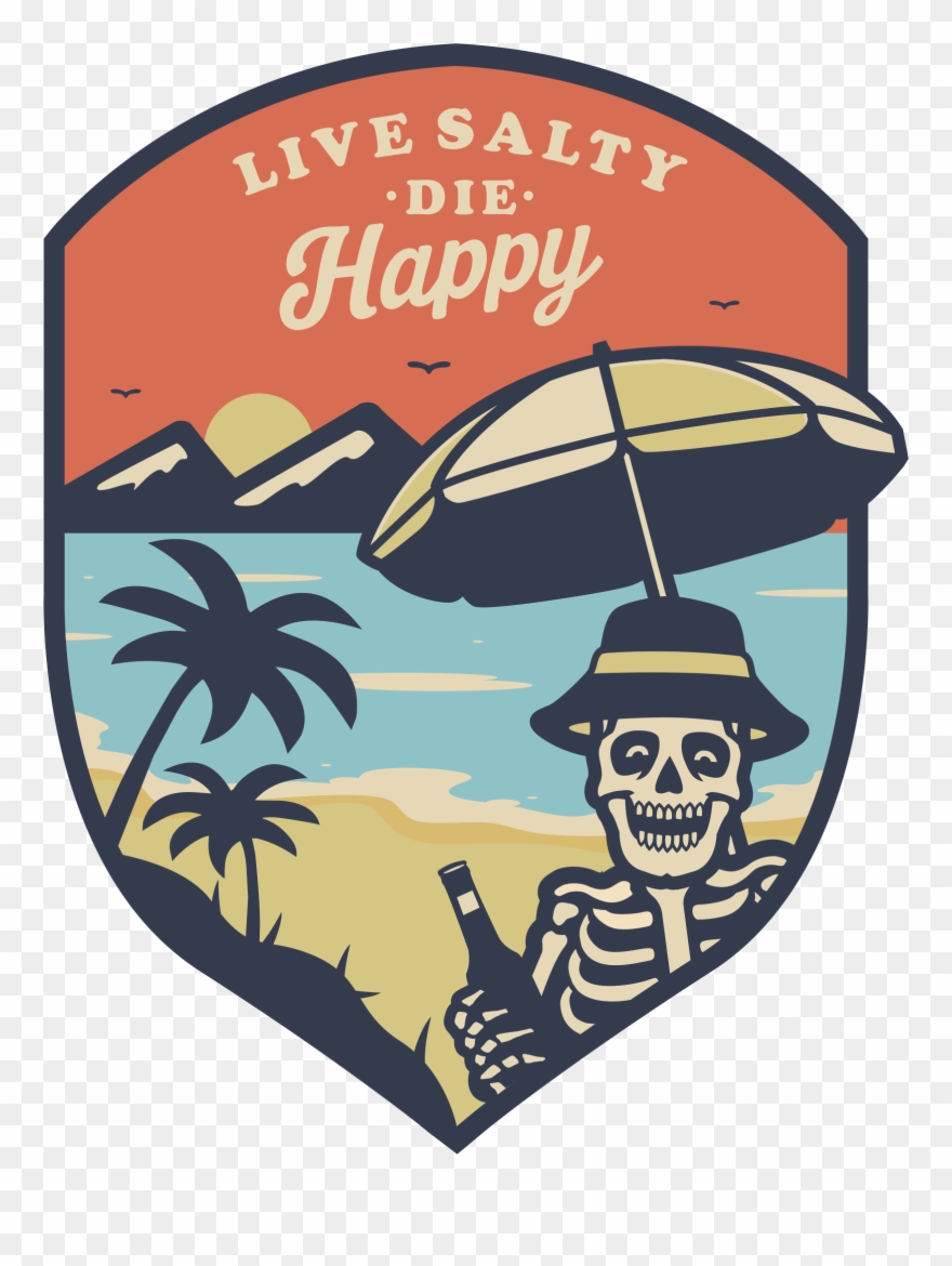 Image Of Live Salty Die Happy Shield Logo Clipart