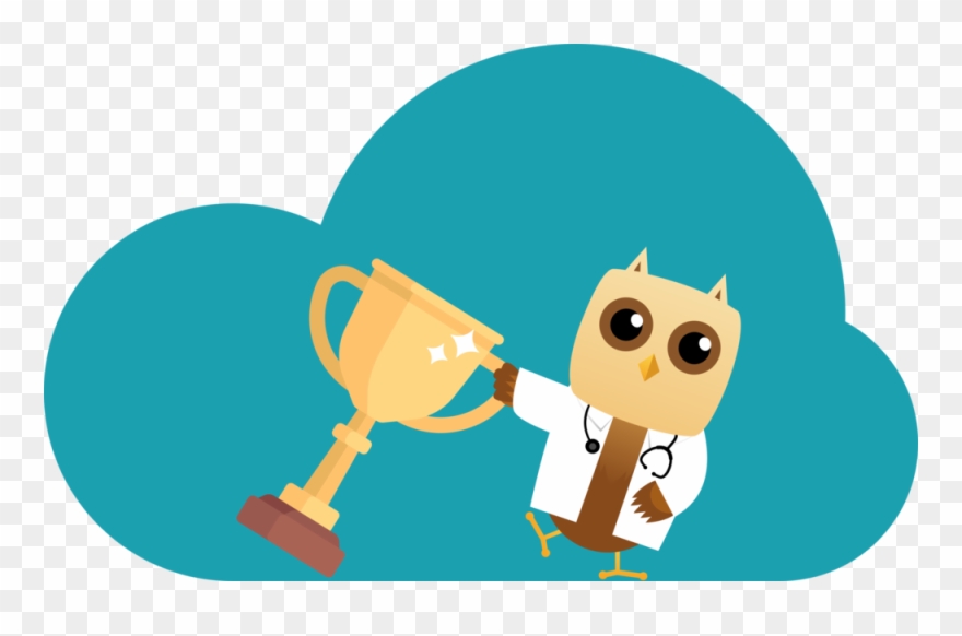 Owl With Trophy - Cartoon Clipart