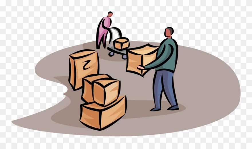 Vector Illustration Of Industrial Factory Workers Loading Clipart