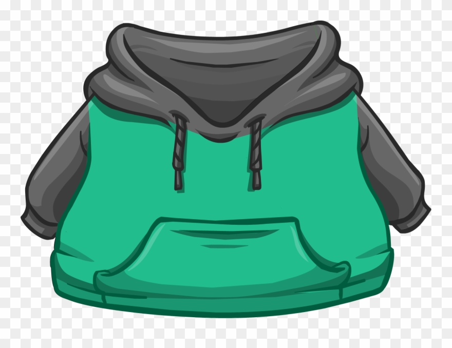 Black And Green Two-tone Hoodie - Club Penguin White Clothes Clipart